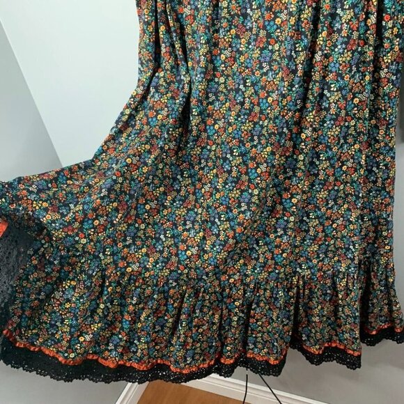 Rags by Kressandra Vintage VTG Cottagecore Praire Floral Midi Dress Hippie 11 - Picture 7 of 14